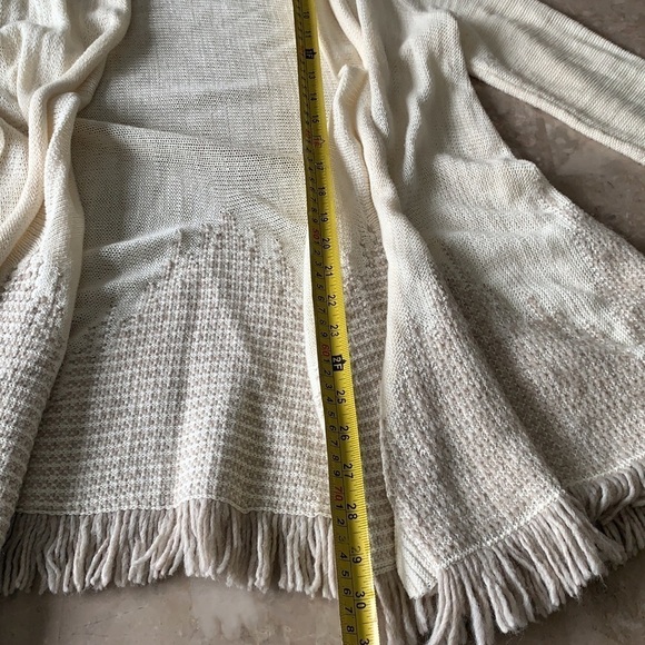 Anthropologie Moth Nevis Cream Fringe Wool Alpaca Cardigan size LP bohemian‎ - Picture 13 of 13